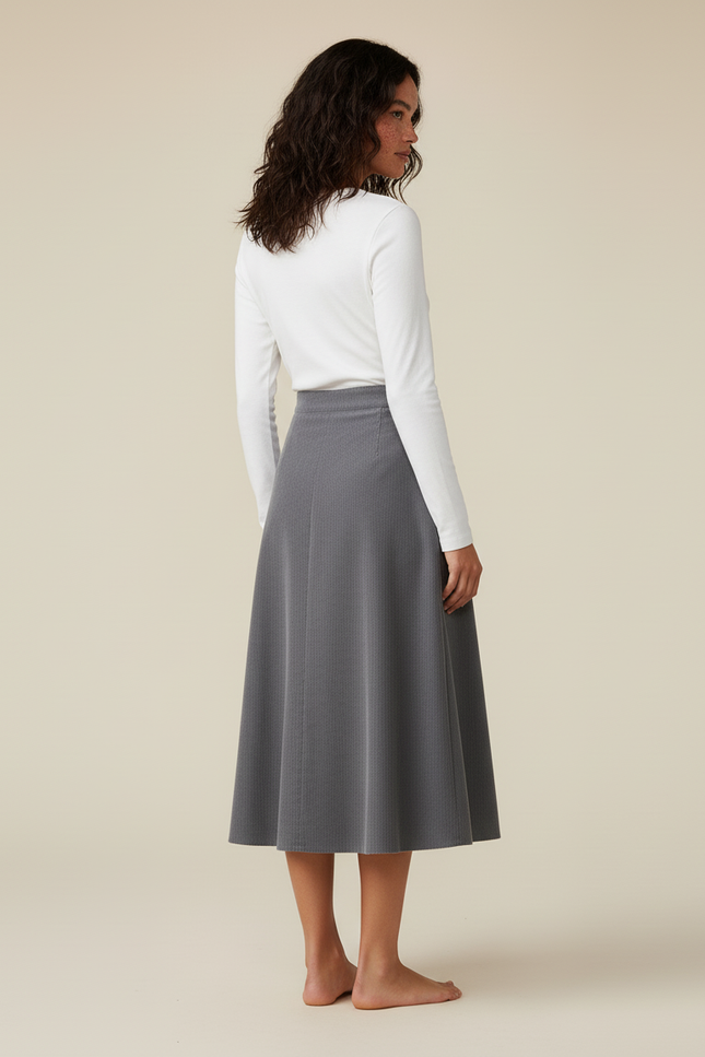 Jupe Midi Velours Cotelé