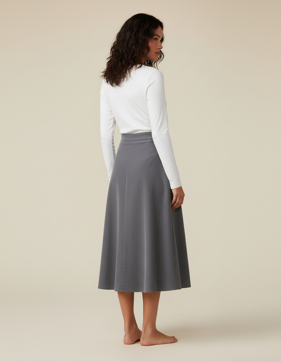 Jupe Midi Velours Cotelé