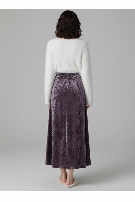 Jupe Midi Velours Violette Élégante