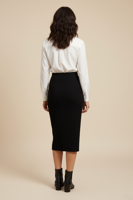 Jupe Midi Fendue Noire