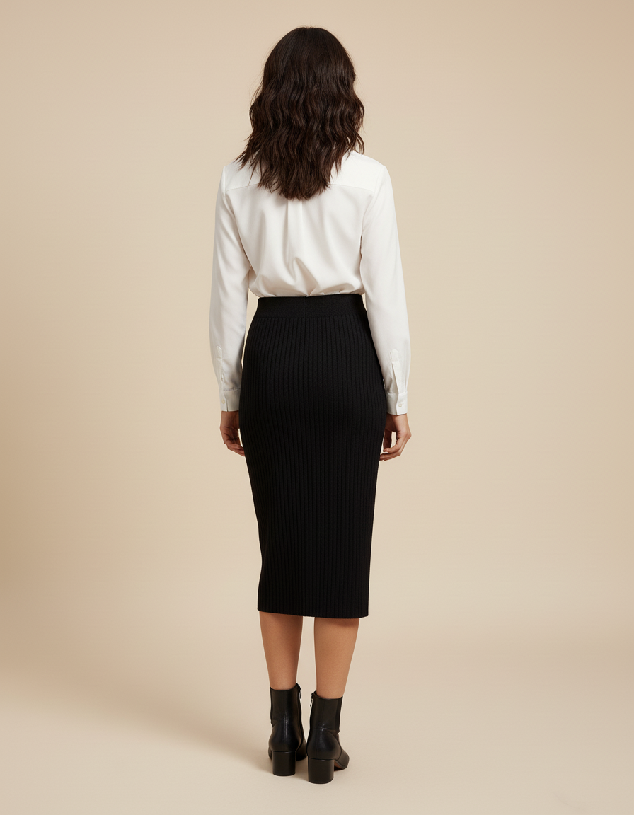 Jupe Midi Fendue Noire