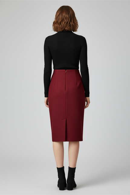 Jupe Midi Crayon Bordeaux Vintage