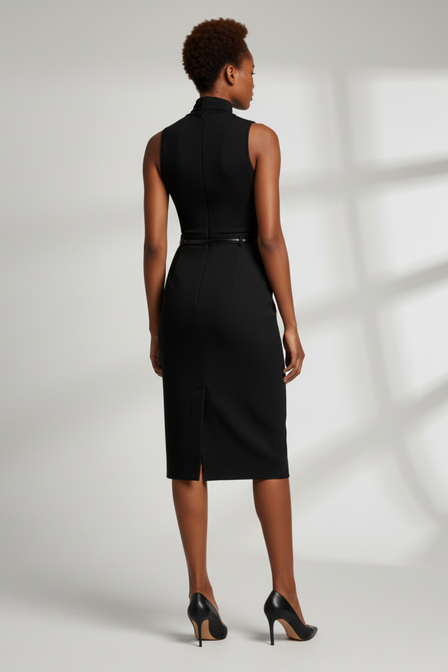 Jupe Midi Noire Ajustée Élégante