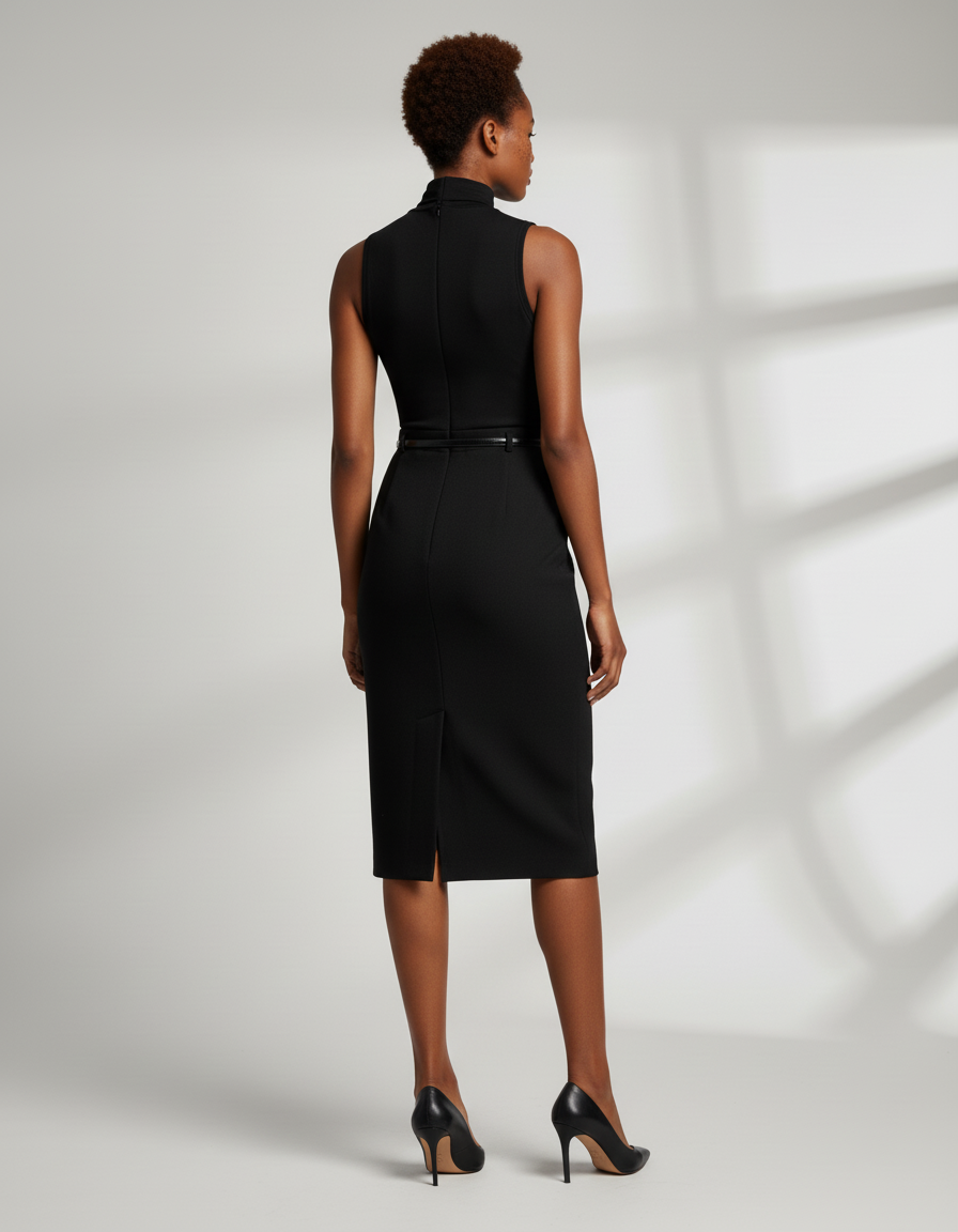 Jupe Midi Noire Ajustée Élégante