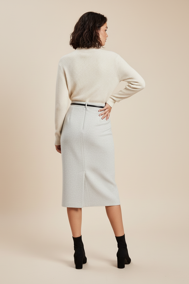 Jupe Midi Grise Maille Élégante