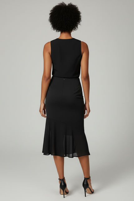 Jupe Midi Noire Mesh Élégante