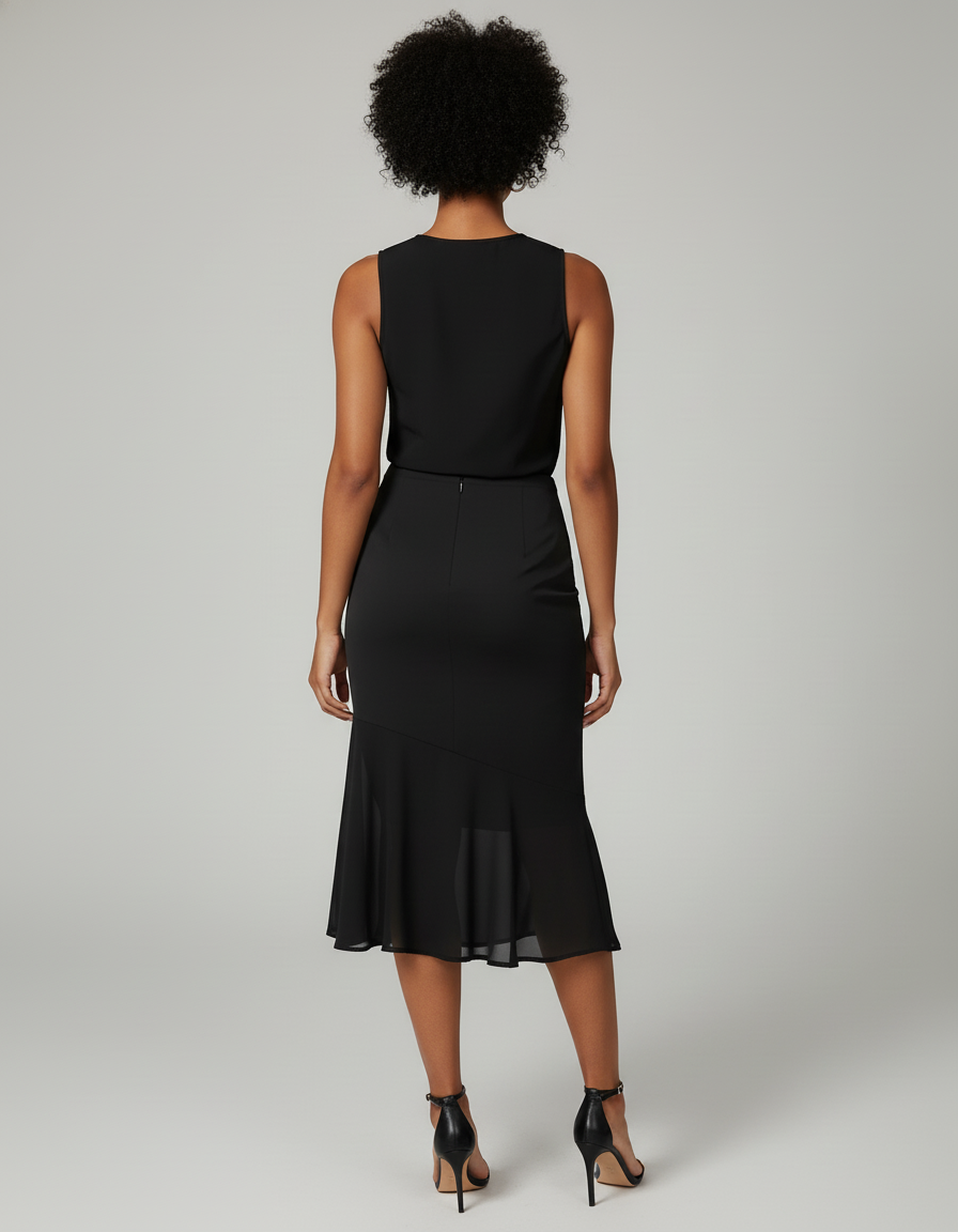 Jupe Midi Noire Mesh Élégante