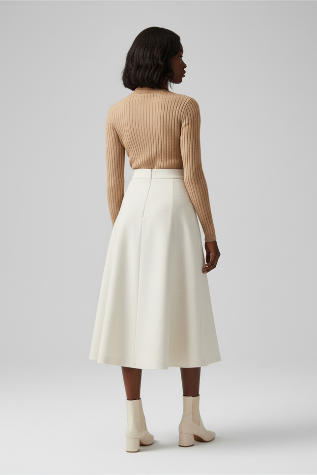 Jupe Midi Crème A-Line Chic