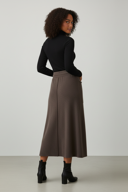 Jupe Midi Marron A-Line Chic