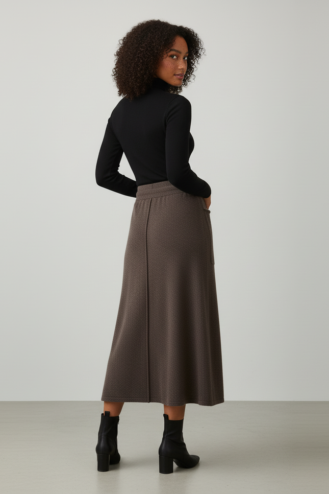 Jupe Midi Marron A-Line Chic