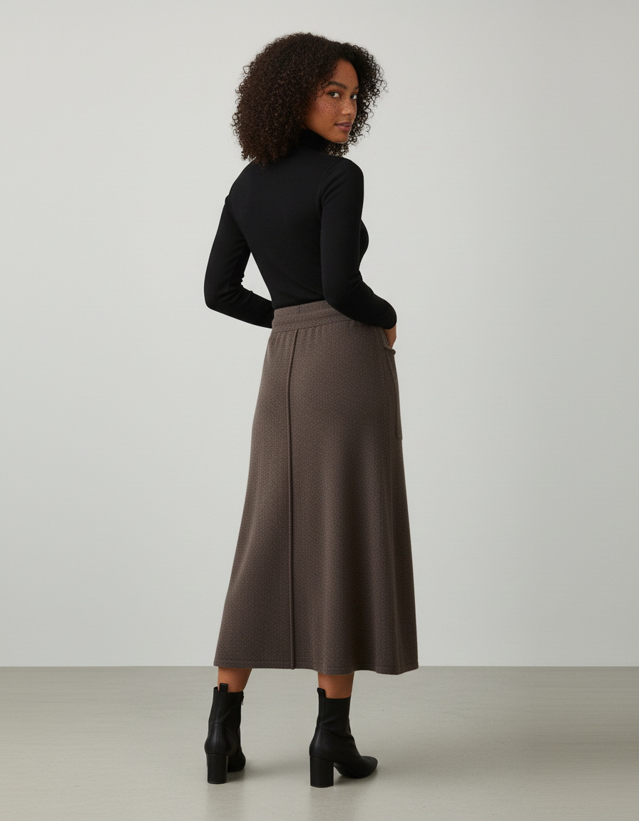 Jupe Midi Marron A-Line Chic