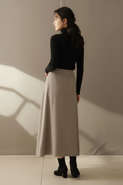 Jupe Midi Laine A-Line Élégante