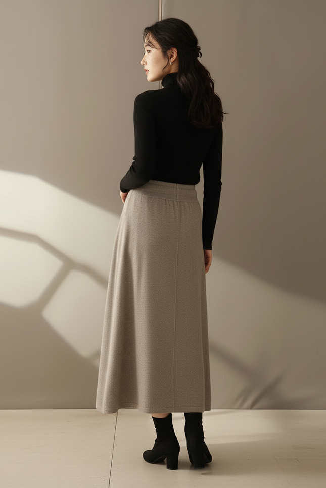 Jupe Midi Laine A-Line Élégante