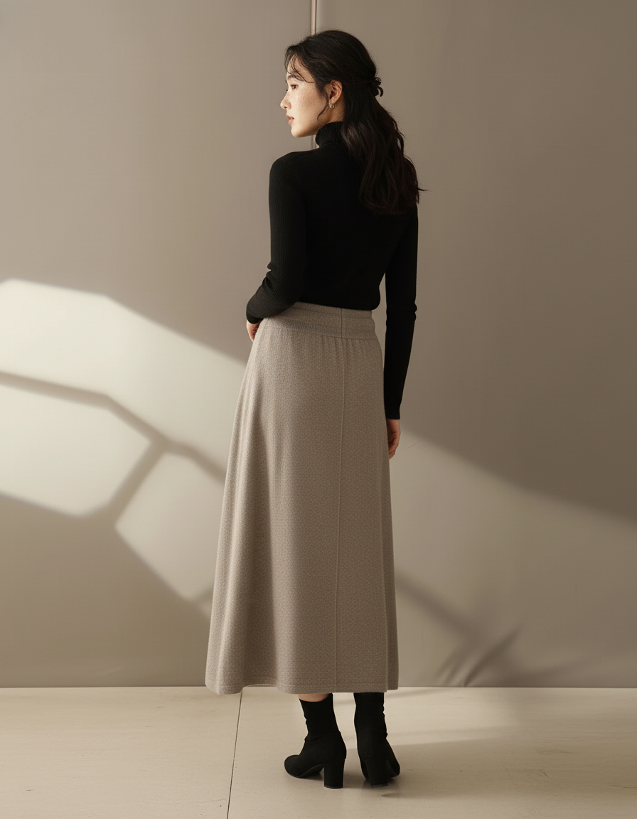 Jupe Midi Laine A-Line Élégante