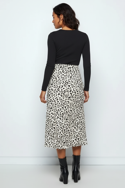 Jupe Midi Léopard Fendue Chic