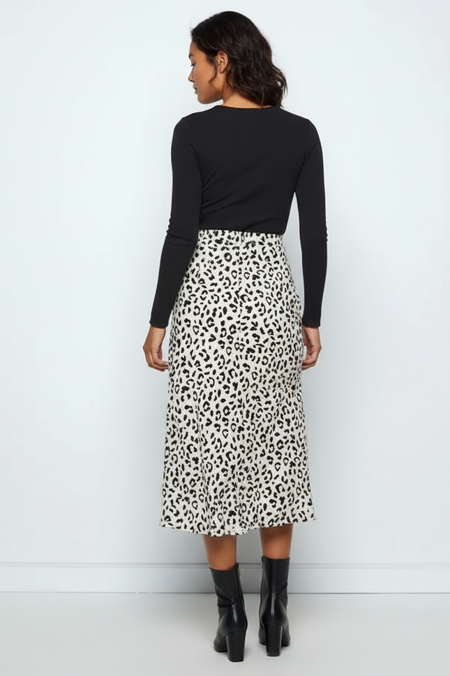 Jupe Midi Léopard Fendue Chic