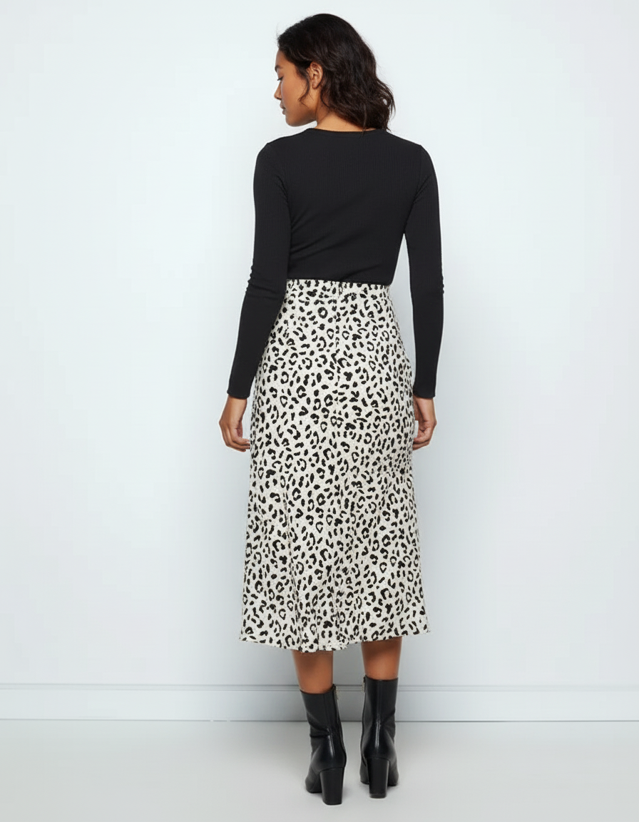 Jupe Midi Léopard Fendue Chic