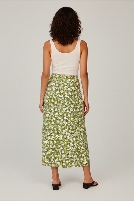 Jupe Midi Fleurie À Fente Chic