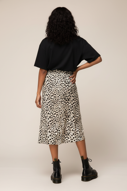 Jupe Midi Imprimé Léopard Fendue Élégante