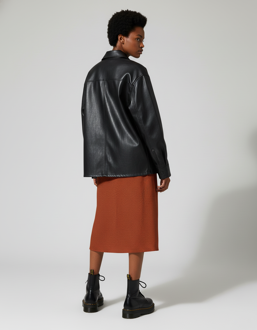 Jupe Midi Élégante Rouille Fendue