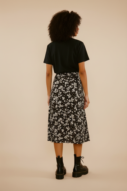 Jupe Midi Fleurie Fendue Élégante romantique