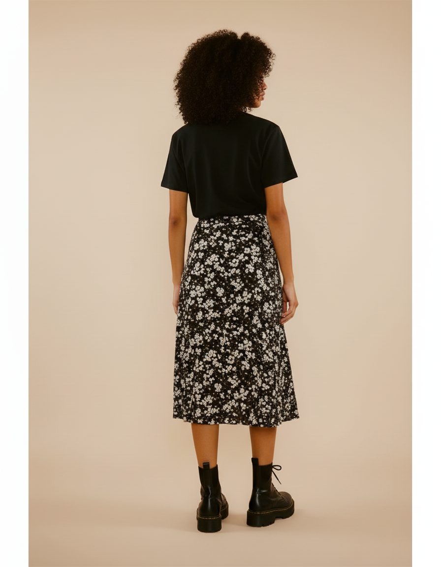 Jupe Midi Fleurie Fendue Élégante romantique