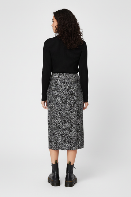 Jupe Midi Imprimé Léopard Fendue Élégante audacieuse