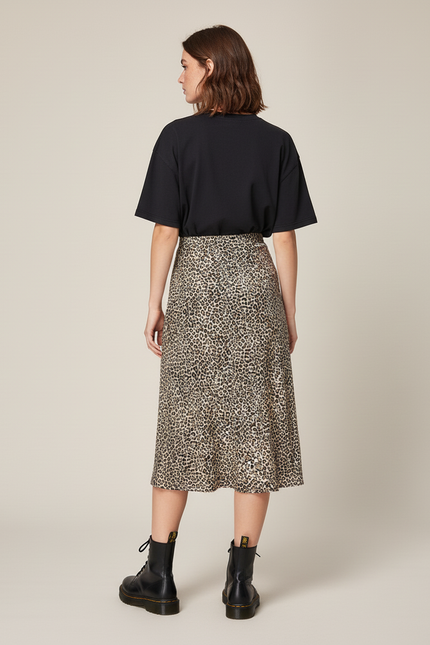 Jupe Midi Léopard Chic Fendue