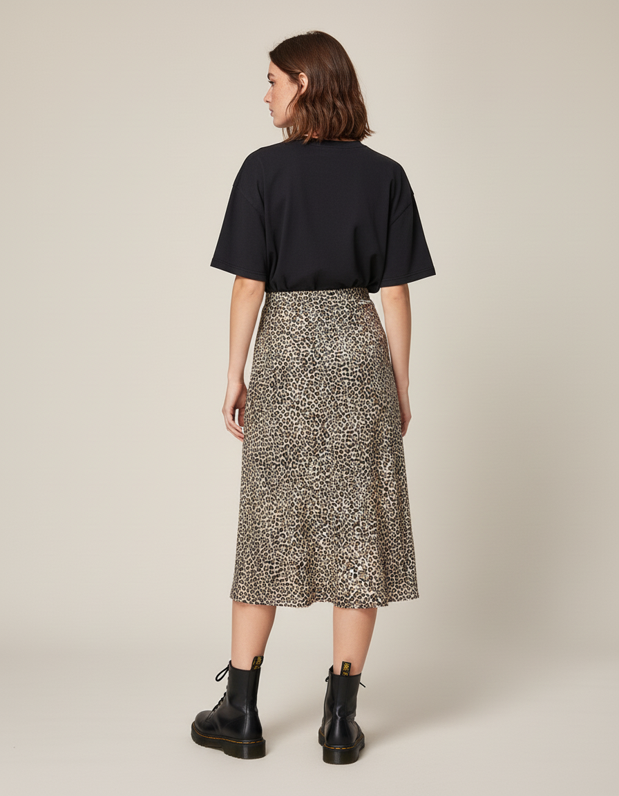 Jupe Midi Léopard Chic Fendue