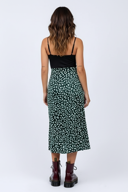 Jupe Midi Imprimé Léopard Fluide