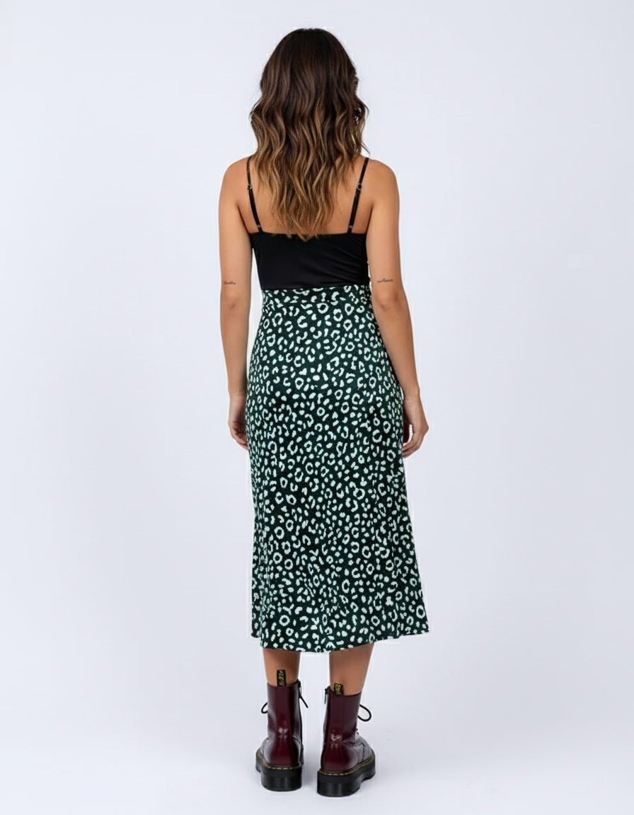 Jupe Midi Imprimé Léopard Fluide