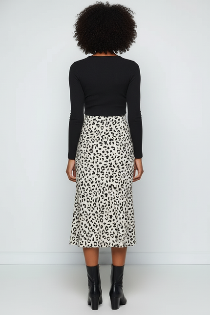 Jupe Midi Imprimé Léopard Fluide Chic