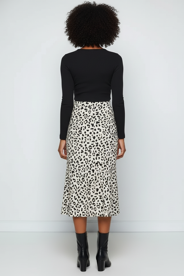 Jupe Midi Imprimé Léopard Fluide Chic