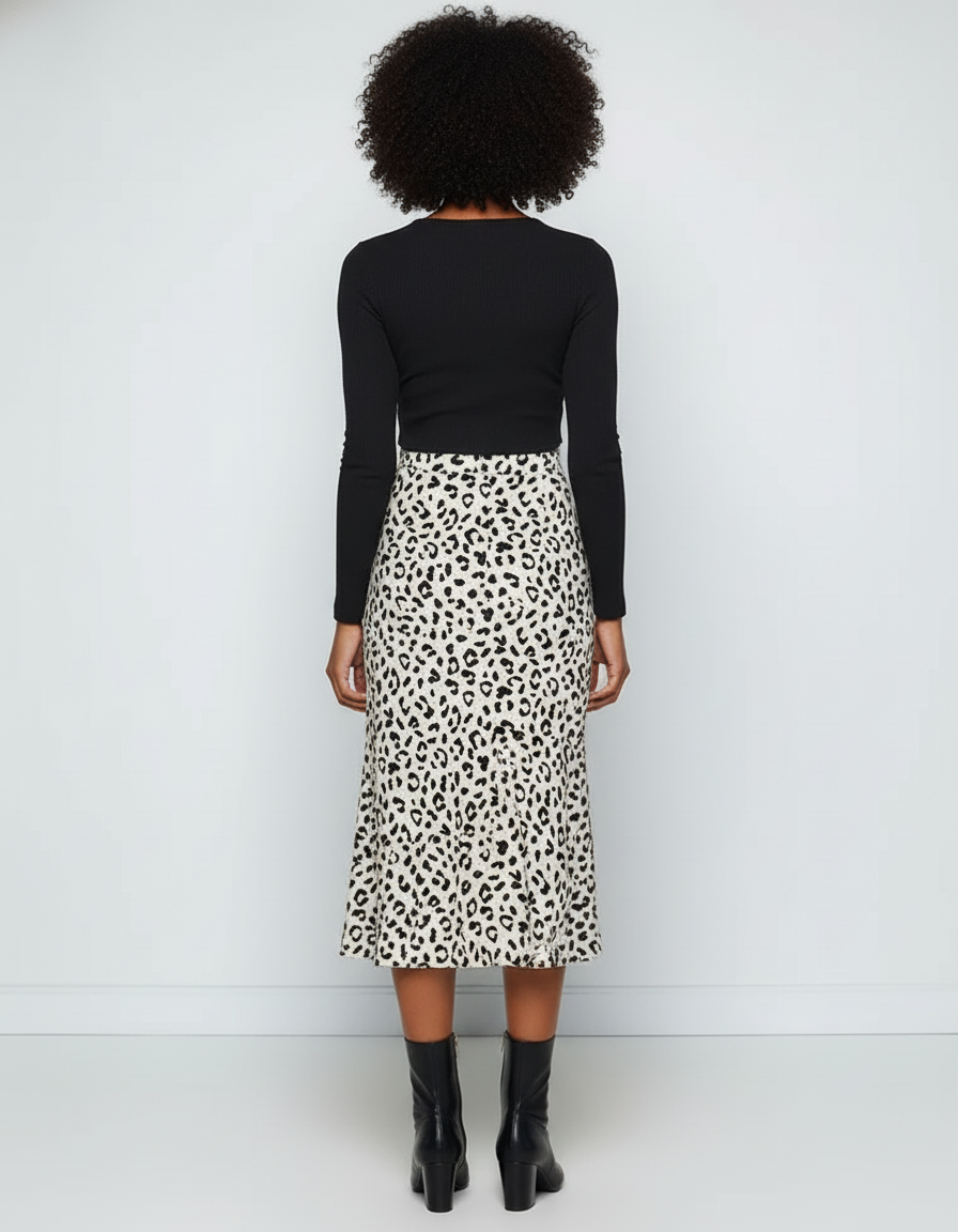 Jupe Midi Imprimé Léopard Fluide Chic