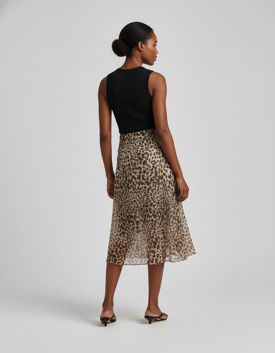 Jupe Midi Léopard Fluide Chic