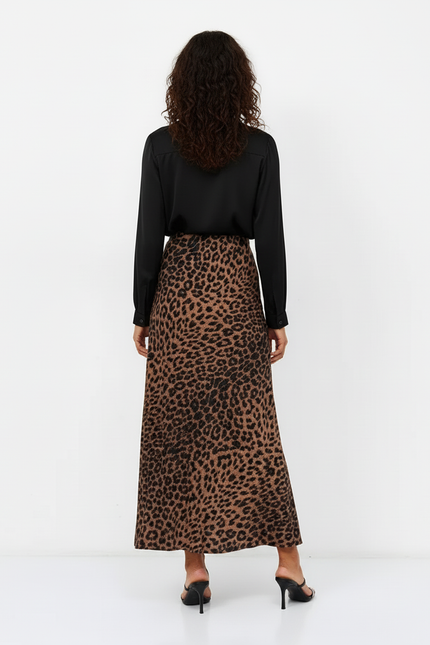 Jupe Midi Léopard Fluide Élégante