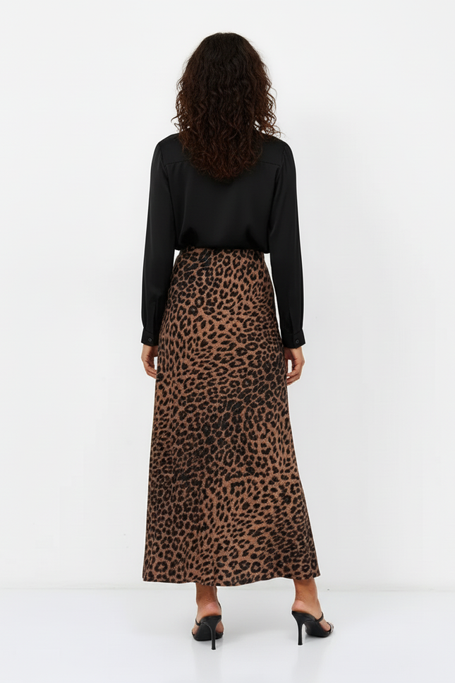 Jupe Midi Léopard Fluide Élégante