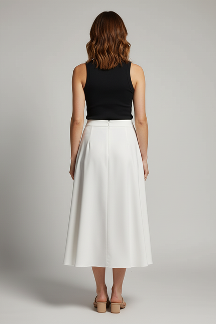Jupe Midi Blanche Poches Élégante