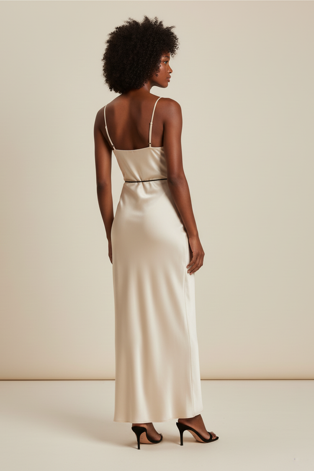 Jupe Midi Beige Fluide Élégante