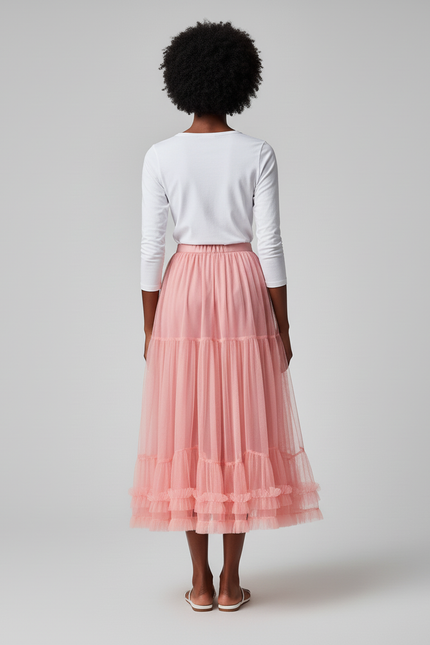 Jupe Midi Rose Poudré