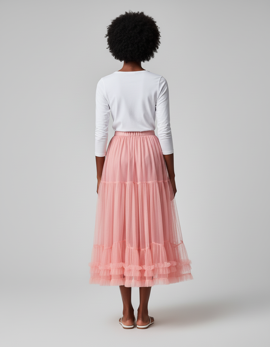 Jupe Midi Rose Poudré