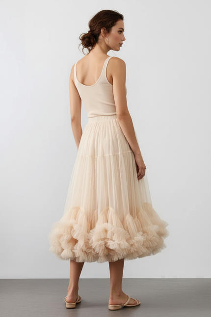 Jupe Midi Tulle Volumineuse Élégante