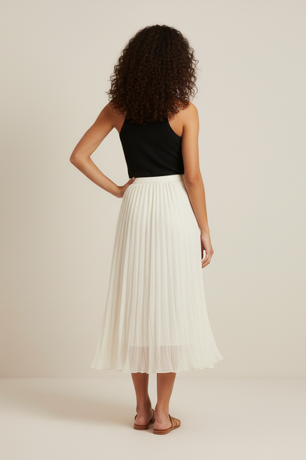 Jupe Midi Plissée Crème Fluide aérienne