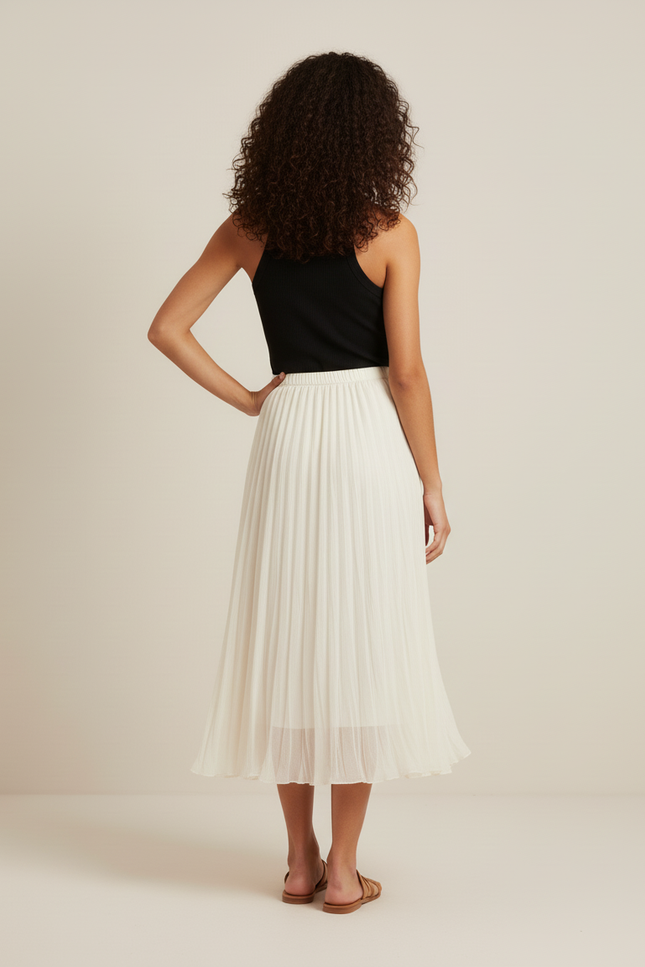 Jupe Midi Plissée Crème Fluide aérienne