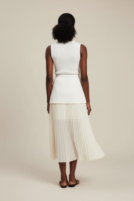 Jupe Midi Plissée Semi-Transparente Élégante