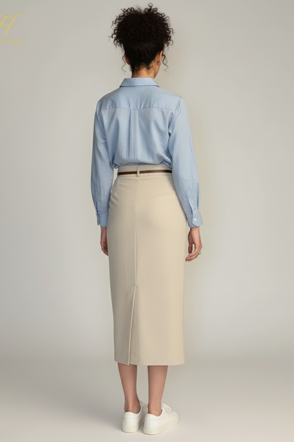 Jupe Midi Beige Crayon Élégante