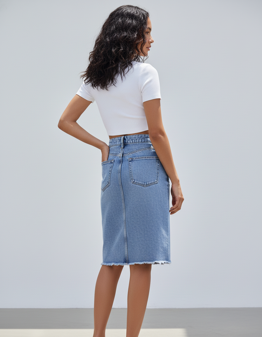 Jupe Jean Midi Fendue