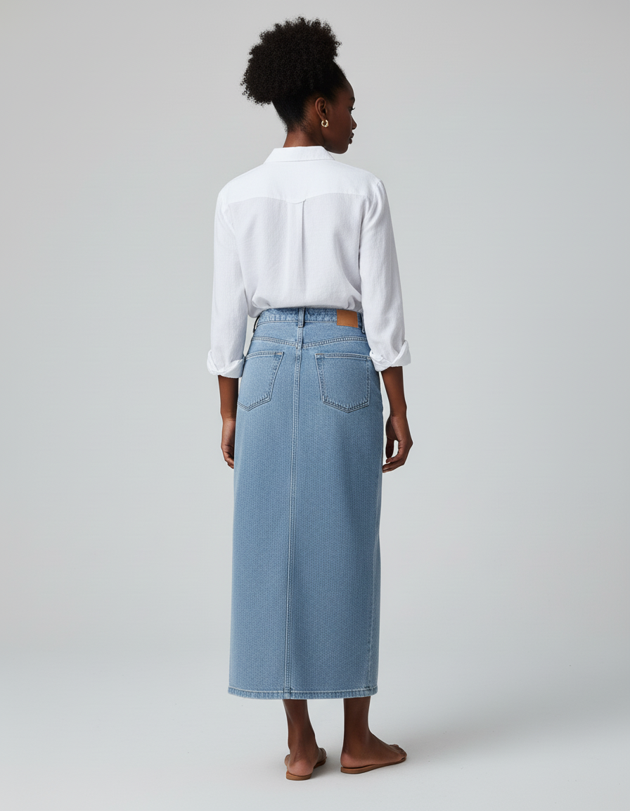 Jupe Midi Denim Fendu Chic