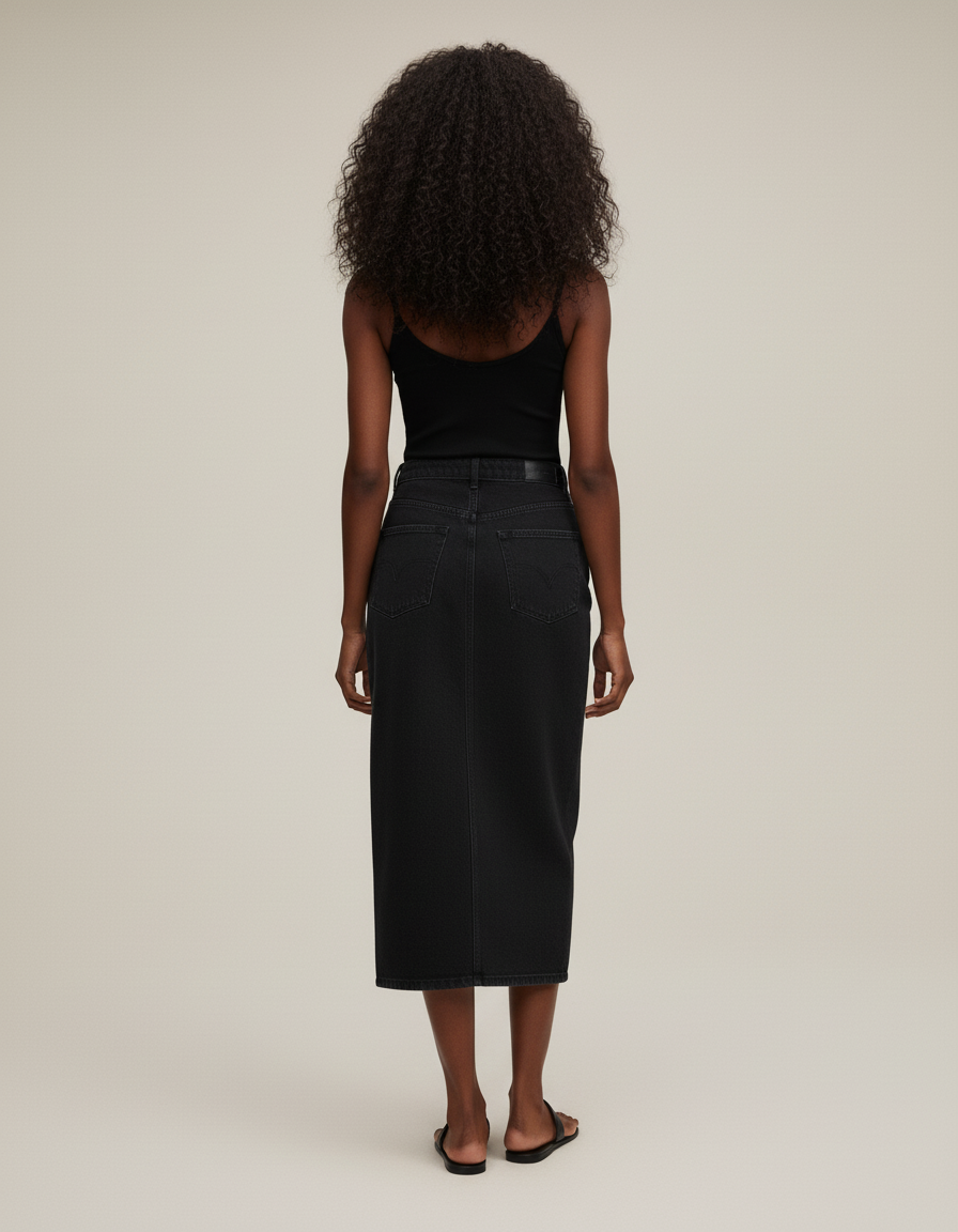 Jupe Midi Jean Noir