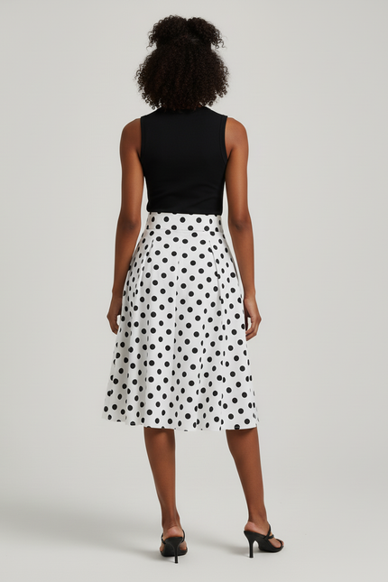 Jupe Midi Pois Plissée Chic
